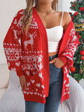 Nouveau pour femmes Automne et hiver Noël Poche de cerf Cardigan à manches longues Pull Veste Manches lanterne Vêtements lâches pour femmes de